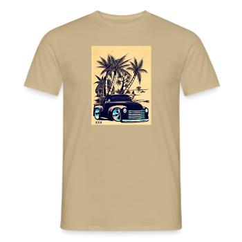 Freistil Retro Car Design - Männer T-Shirt - Sandbeige - Vorne - AI Model Male 178 light (178cm)