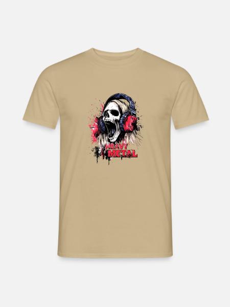 Heavy Metal Skull Musik Musik Musiker Band Rock - Männer T-Shirt - Sandbeige