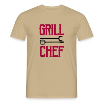 grill chef - Männer T-Shirt - Sandbeige - Vorne - AI Model Male 178 light (178cm)