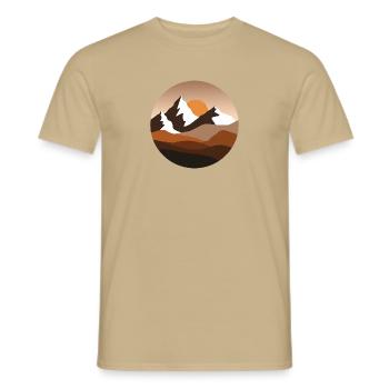 Nature walk and mountain landscape - Men's T-Shirt - sand beige - Front - AI Model Male 178 light (178cm)