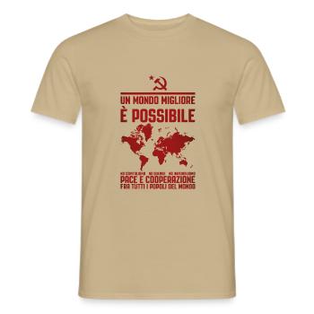 A Better World 2 - Men's T-Shirt - sand beige - Front - AI Model Male 178 light (178cm)