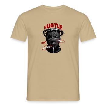 Hustle Hood Street Creative Stand Out - Männer T-Shirt - Sandbeige - Vorne - AI Model Male 178 light (178cm)