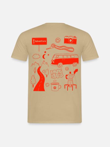 Volkswagen VW Bulli Camping Essentials Collage - Männer T-Shirt - Sandbeige