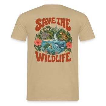 Save The Wildlife - Männer T-Shirt - Sandbeige - Hinten - AI Model Male 178 light (178cm)