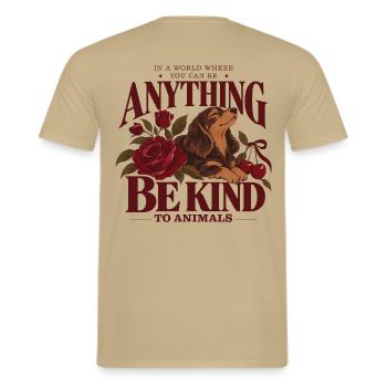 Be Kind To Animals Dachshund - Männer T-Shirt - Sandbeige - Hinten - AI Model Male 178 light (178cm)