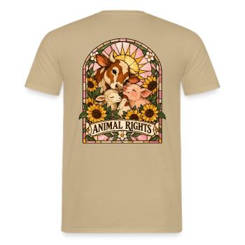 Animal Rights Farm Animals - Männer T-Shirt - Sandbeige - Hinten - AI Model Male 178 light (178cm)