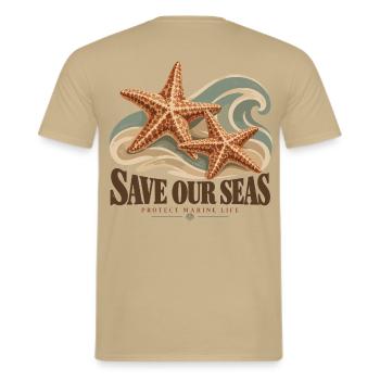 Save Our Seas Marine Life - Männer T-Shirt - Sandbeige - Hinten - AI Model Male 178 light (178cm)