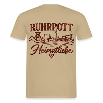 Ruhrpott Heimatliebe Industriekultur - Männer T-Shirt - Sandbeige - Hinten - AI Model Male 178 light (178cm)