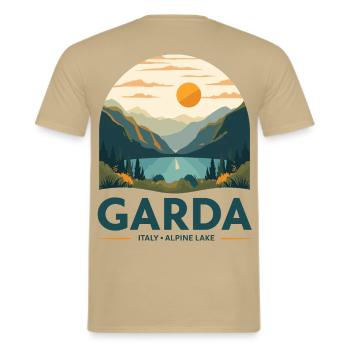Garda Italy Alpine Lake - Männer T-Shirt - Sandbeige - Hinten - AI Model Male 178 light (178cm)