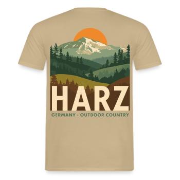 Harz Germany Outdoor Country - Männer T-Shirt - Sandbeige - Hinten - AI Model Male 178 light (178cm)
