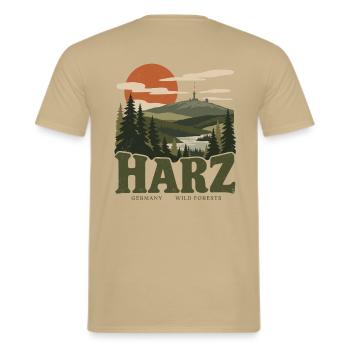 Harz Germany Wild Forests - Männer T-Shirt - Sandbeige - Hinten - AI Model Male 178 light (178cm)