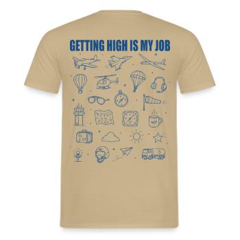 Luftfahrt Doodle Icons für Piloten - Männer T-Shirt - Sandbeige - Hinten - AI Model Male 178 light (178cm)