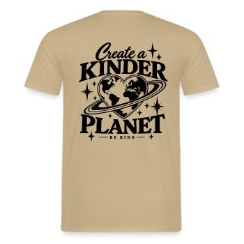 Create A Kinder Planet - Männer T-Shirt - Sandbeige - Hinten - AI Model Male 178 light (178cm)