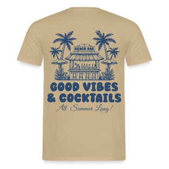 Beach Bar - Summer Vibes & Cocktails - Men's T-Shirt - sand beige - Back - AI Model Male 178 light (178cm)