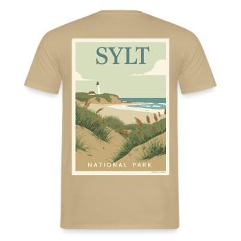 Sylt National Park Vintage Coast - Männer T-Shirt - Sandbeige - Hinten - AI Model Male 178 light (178cm)