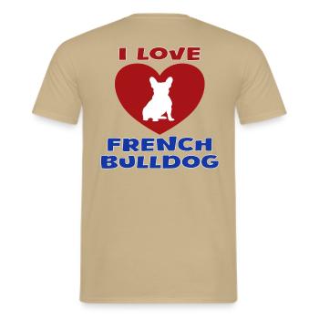 J’aime Bouledogue Français Chien Mignon - T-shirt homme - beige sable - Dos - AI Model Male 178 light (178cm)