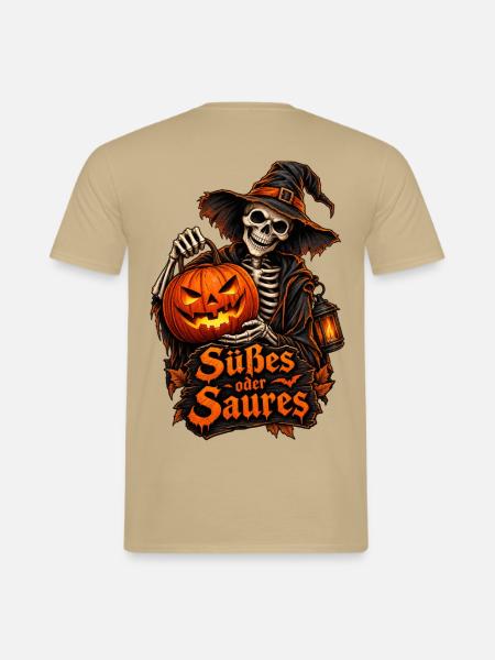 Süßes oder Saures Design - Männer T-Shirt - Sandbeige