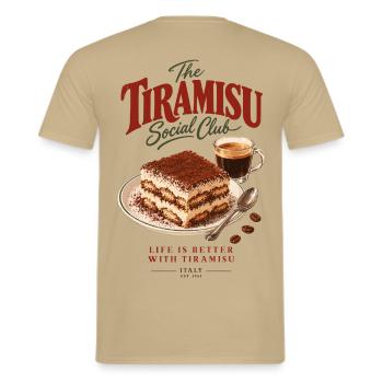 The Tiramisu Social Club - Männer T-Shirt - Sandbeige - Hinten - AI Model Male 178 light (178cm)