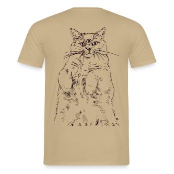 DREIÄUGIGE KATZE - Männer T-Shirt - Sandbeige - Hinten - AI Model Male 178 light (178cm)