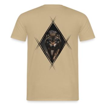 Wolf - Männer T-Shirt - Sandbeige - Hinten - AI Model Male 178 light (178cm)