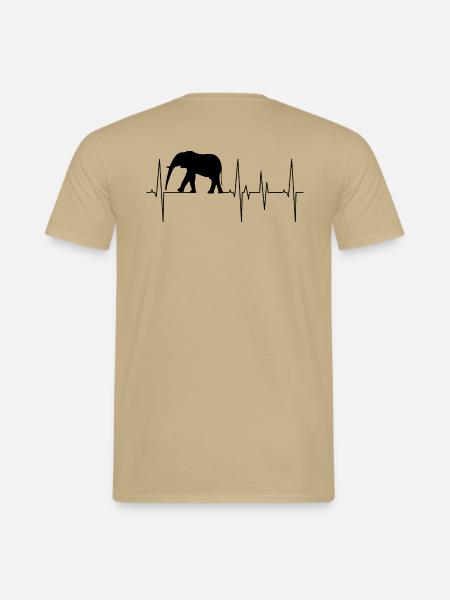 Herzschlag Elefant herzlinie - Männer T-Shirt - Sandbeige
