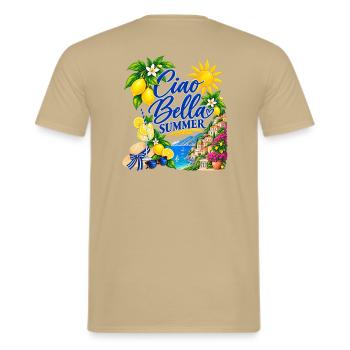 Ciao Bella Sommerzauber - Männer T-Shirt - Sandbeige - Hinten - AI Model Male 178 light (178cm)