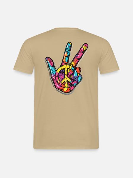 Peace Symbol Frieden love Menschenrechte - Männer T-Shirt - Sandbeige