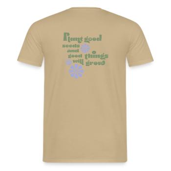 Good seeds, good things - Men's T-Shirt - sand beige - Back - AI Model Male 178 light (178cm)