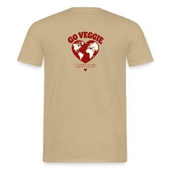 Go Veggie A Kinder Planet - Männer T-Shirt - Sandbeige - Hinten - AI Model Male 178 light (178cm)