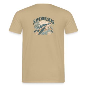 Save Our Seas Sea Turtle - Männer T-Shirt - Sandbeige - Hinten - AI Model Male 178 light (178cm)