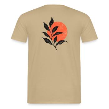 Sunset Leaf Silhouette - Männer T-Shirt - Sandbeige - Hinten - AI Model Male 178 light (178cm)