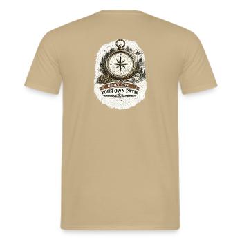 Stay On Your Own Path | Compass Design - Männer T-Shirt - Sandbeige - Hinten - AI Model Male 178 light (178cm)