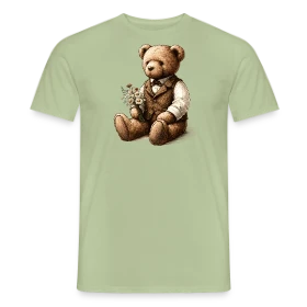 Maquette de T-shirt homme « Teddy Vintage Fleuri: Douce Nostalgie » à imprimer et personnaliser