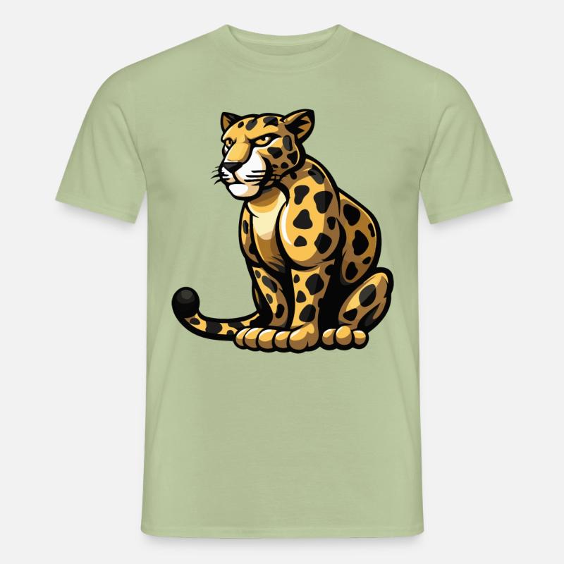 Bande dessinée léopard - T-shirt homme - vert sauge