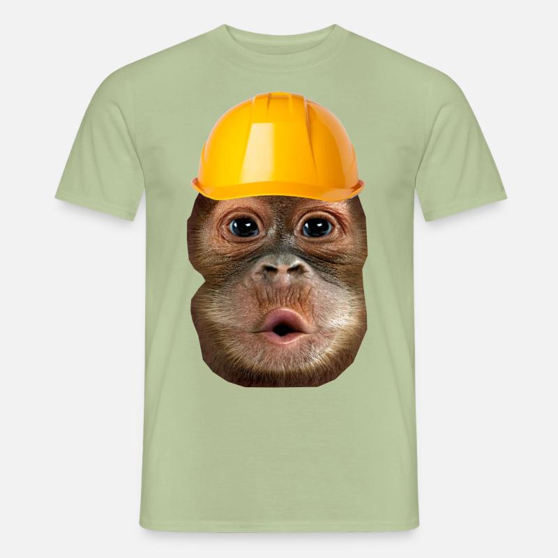 Monkey with construction helmet - Men’s T-shirt - sage
