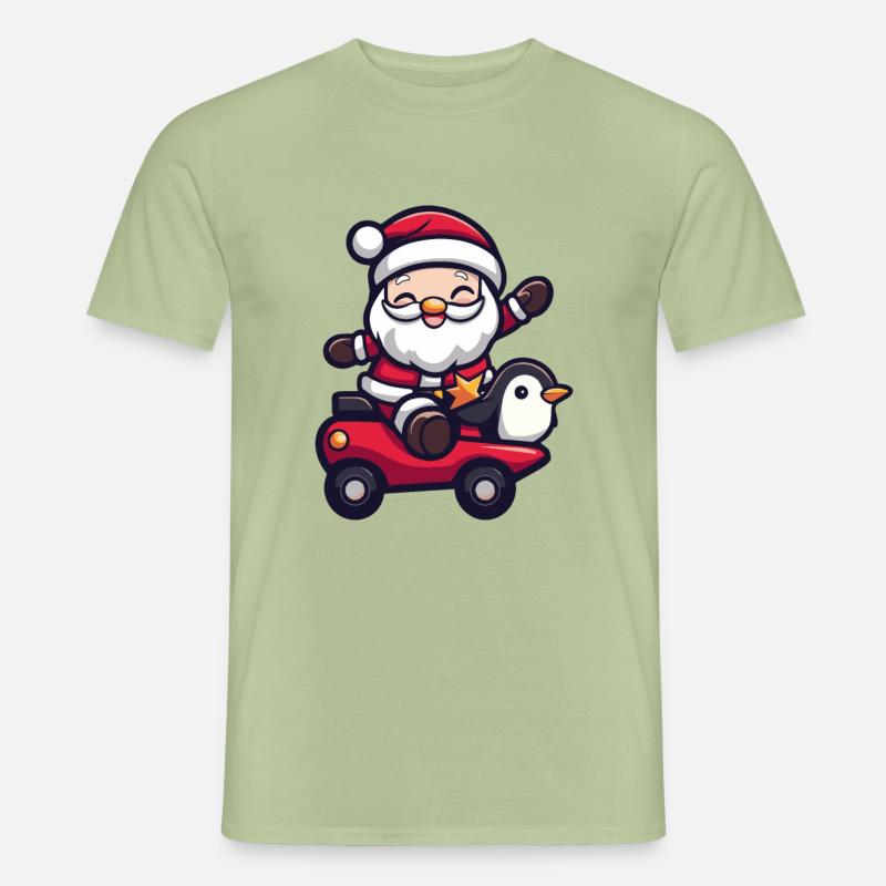 Pinguin Weihnachtsmann - Männer T-Shirt - Sage