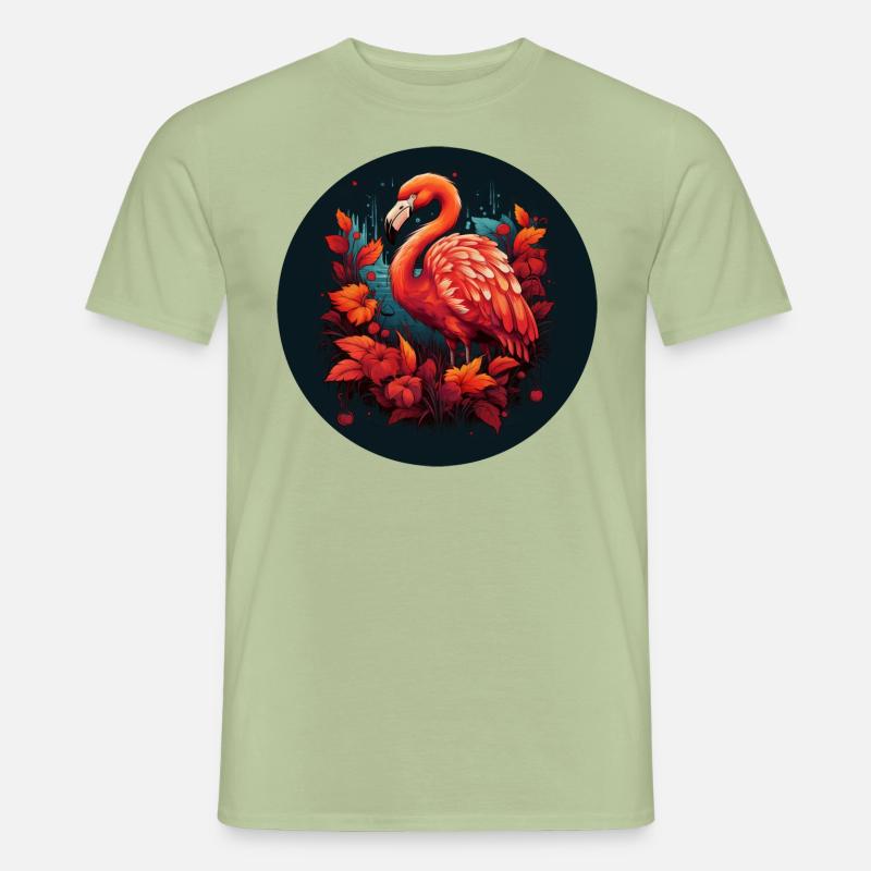 Flamingo in Herbstblättern - Männer T-Shirt - Sage