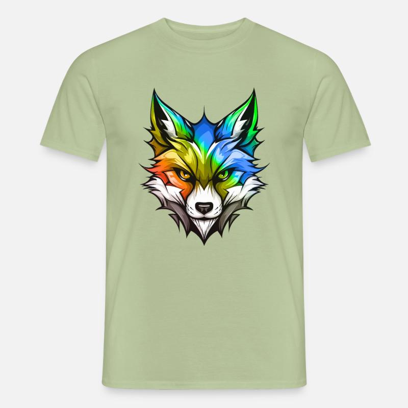 Fuchs Kopf Bunt - Männer T-Shirt - Sage