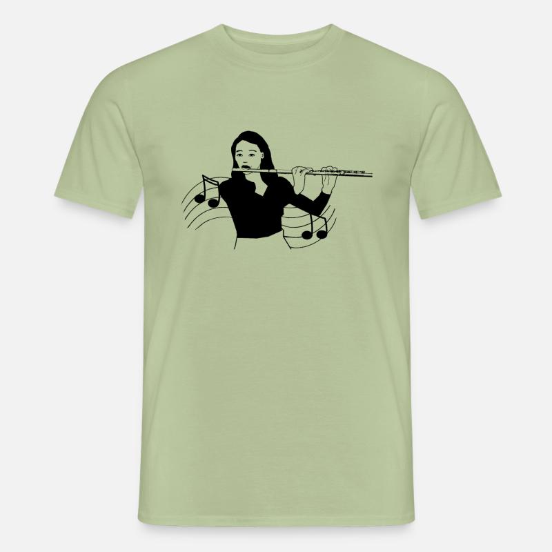 Flötistin spielt die Flötenpartitur Männer T-Shirt