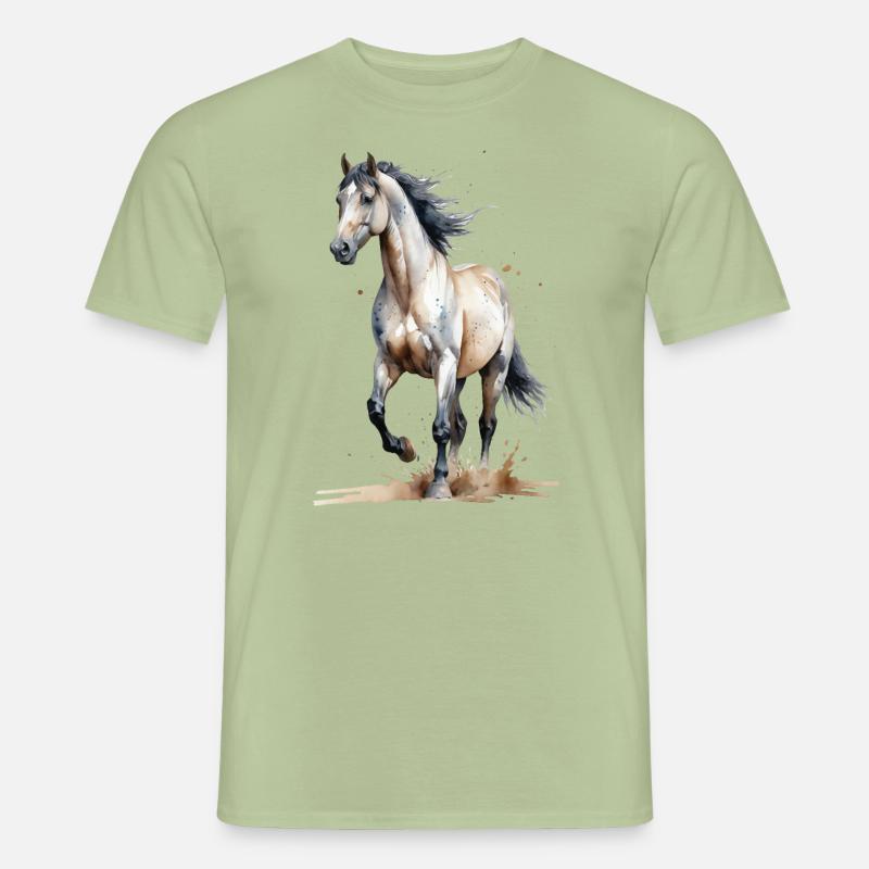 Aquarell Pferd fängt den Wind ein - Männer T-Shirt - Sage