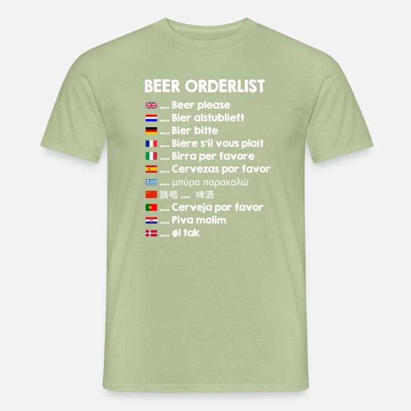 liste de commande de bière - T-shirt homme - vert sauge