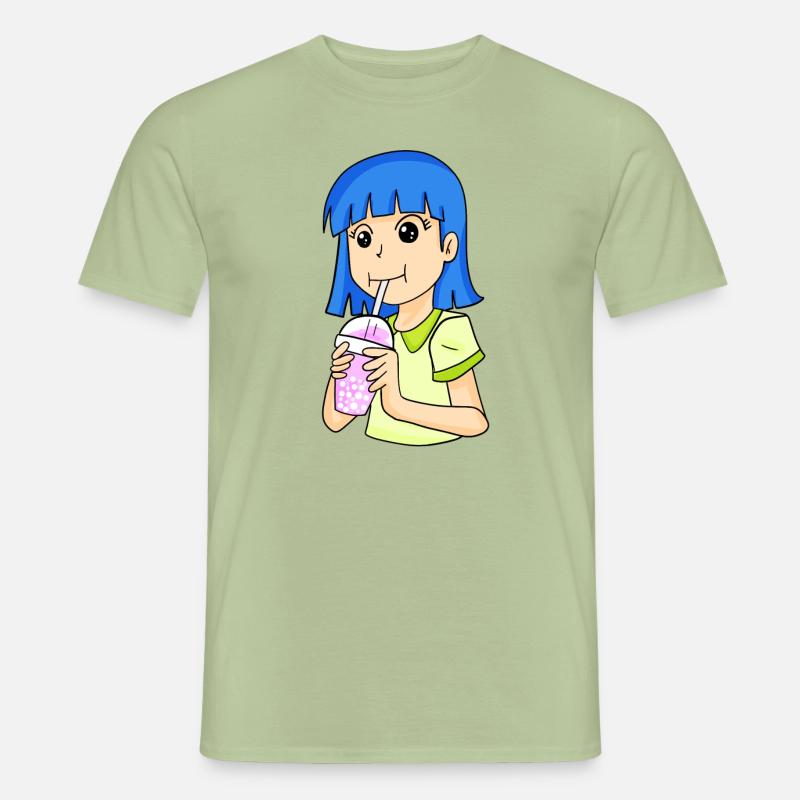 Anime Mädchen mit bubble tea - Männer T-Shirt - Sage