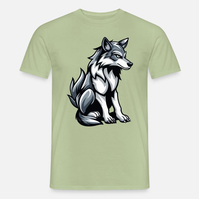Wolf Comic - Männer T-Shirt - Sage