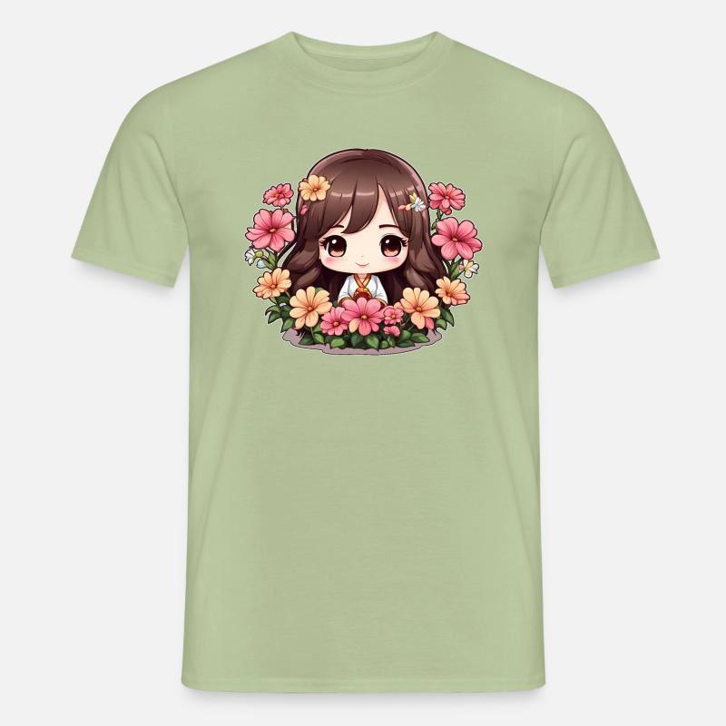 A chibi in bloom - Men’s T-shirt - sage