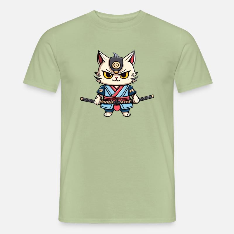 Samurai-Katze #38 - Männer T-Shirt - Sage