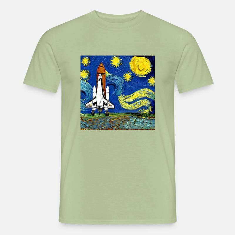 Space Shuttle Van Gogh - Männer T-Shirt - Sage