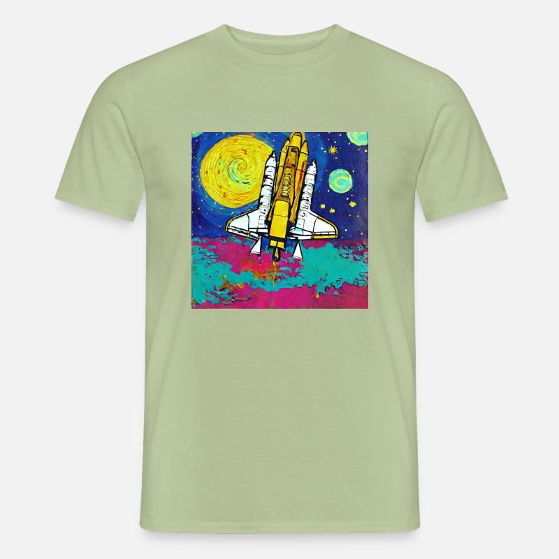 Space Shuttle Van Gogh - Männer T-Shirt - Sage