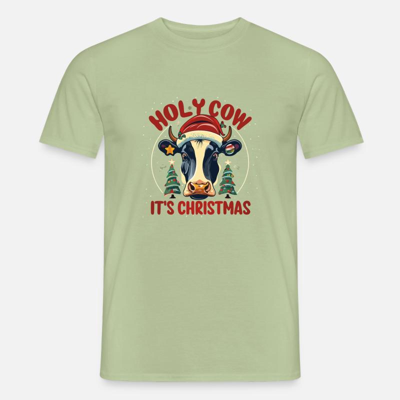 Festliche Weihnachtskuh - Männer T-Shirt - Sage