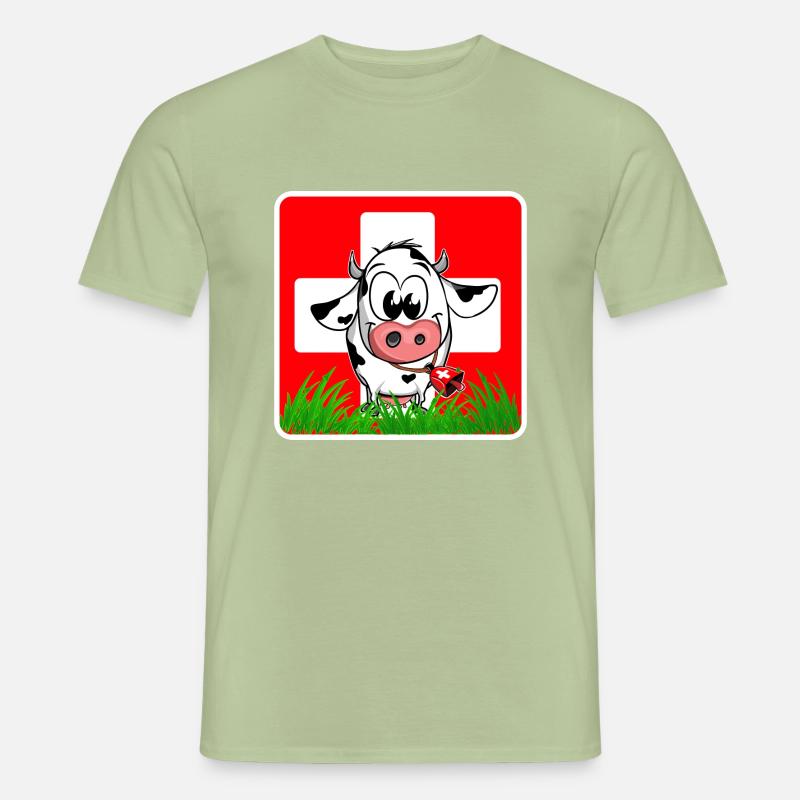 Schweizer Kuh Schweizer Flagge - Männer T-Shirt - Sage