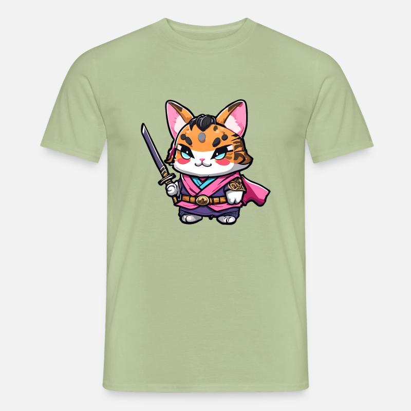 Samurai-Katze #18 - Männer T-Shirt - Sage